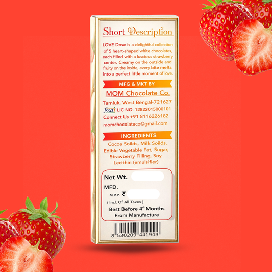 Love Dose | Strawberry Filling Hearts Chocolates | Crafted with Love