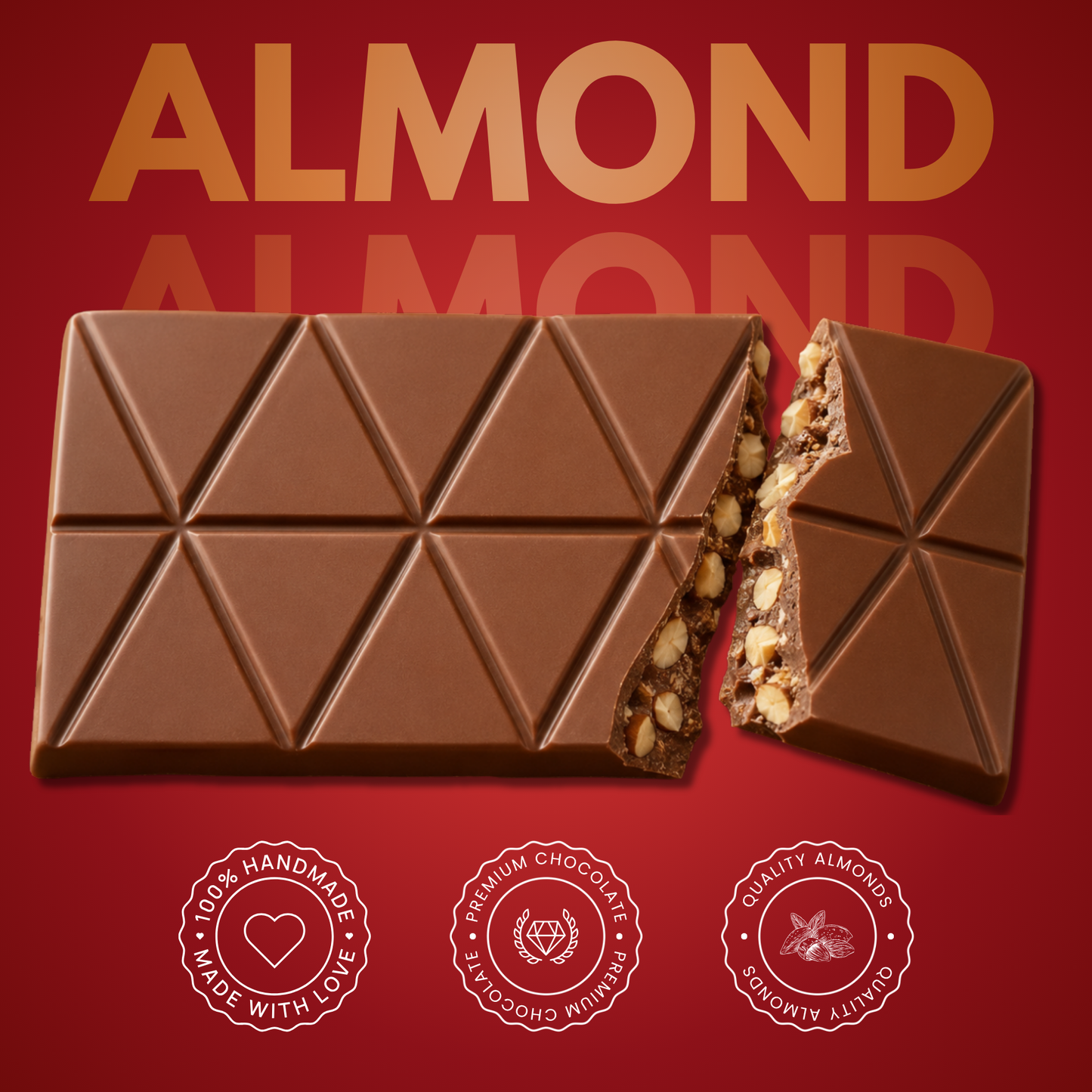 MOM Chocolate Classic Roasted Almond Milk Chocolate Bars | Creamy Handmade Milk Chocolate | Pack of 5 x 50g