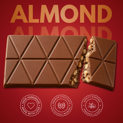 MOM Chocolate Classic Roasted Almond Milk Chocolate Bars | Creamy Handmade Milk Chocolate | Pack of 5 x 50g