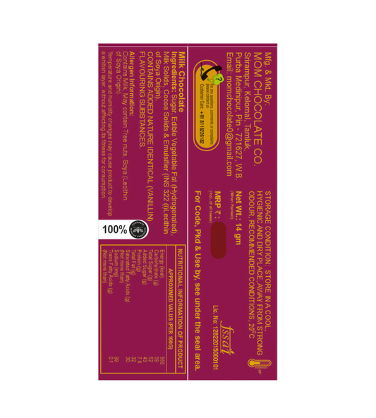 MOM's Love || Milk Chocolate Bar | 14 GM Each Pack